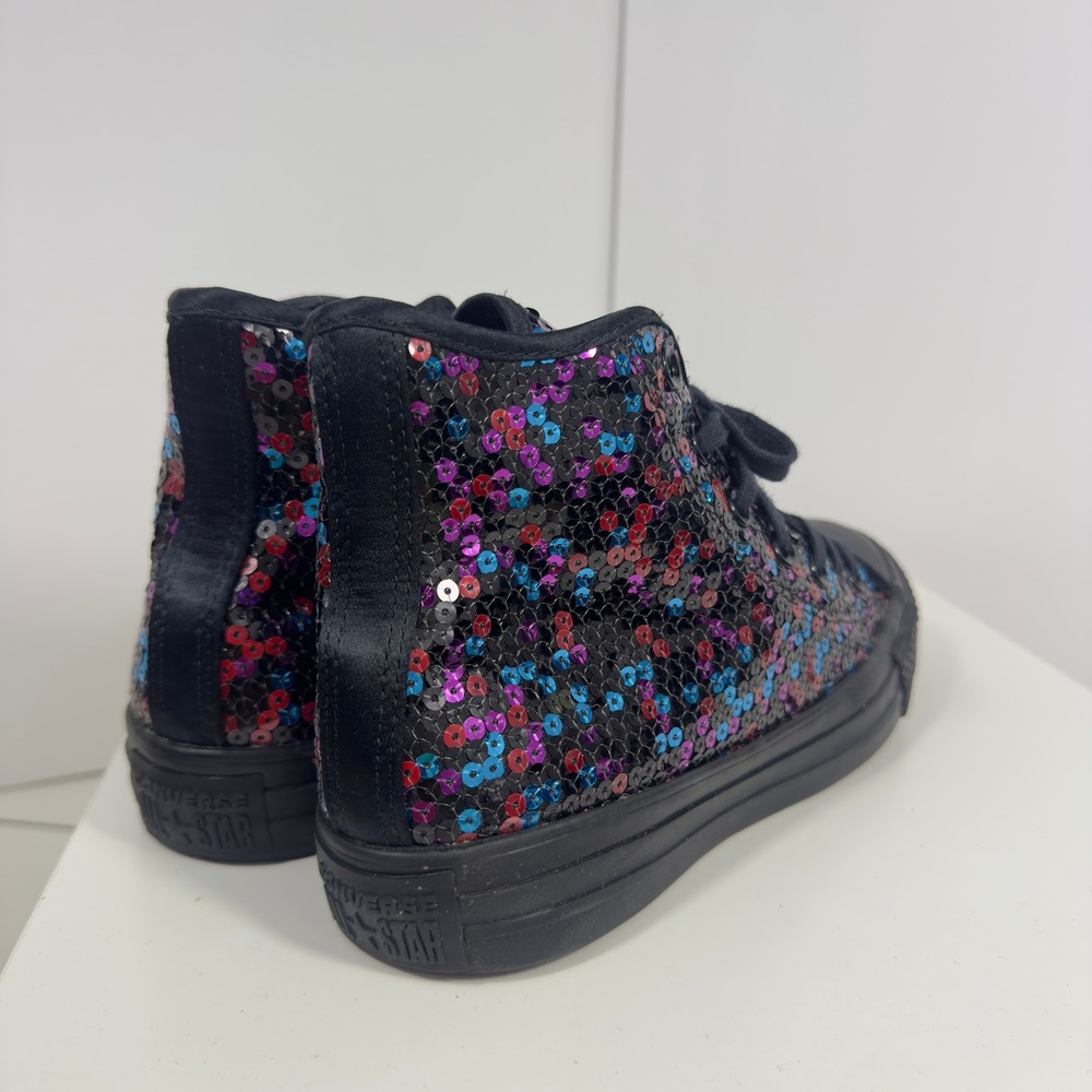 Converse Chuck Taylor All Star Hi Sequins Womens 8 Black Blue Cherry Red Bling - Picture 8 of 16